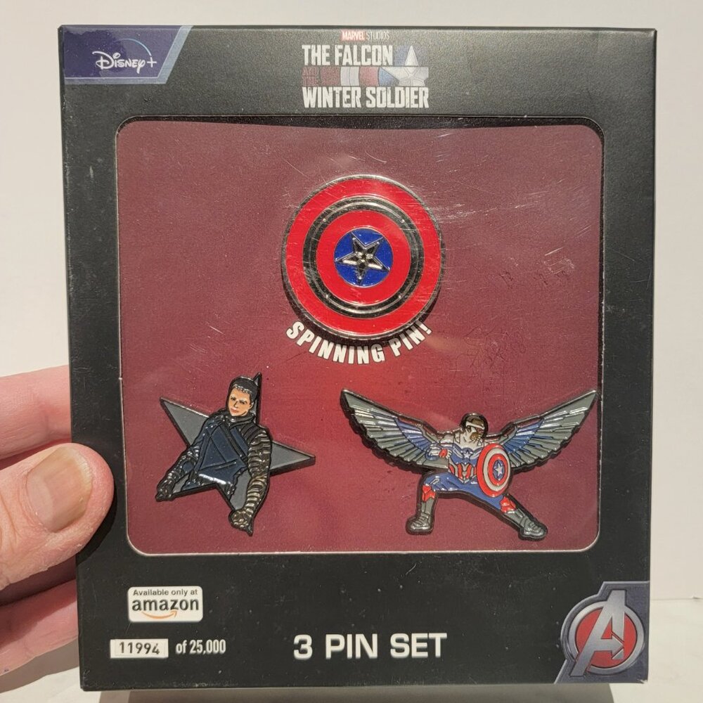Disney ~ Marvel The Falcon Winter Soldier , Spinning Pin 3 Pin Set